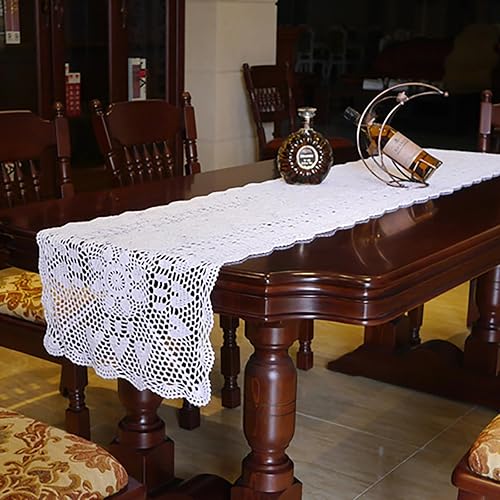 Miniatura 7 de Hsvanyr Mantel rectangular de algodón de ganchillo beige para dormitorio, 15 x 55 pulgadas, estilo rústico de granja, decoración de comedor y