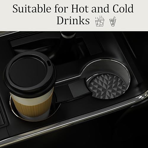 Miniatura 3 de Posavasos de Silicona para Automóvil [Paquete de 4] Alfombrillas Universales Antideslizantes de 2.75 pulgadas, Accesorios Integrados para el Negro