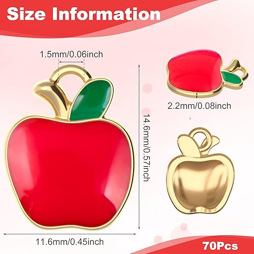 Miniatura 3 de Joez Wonderful Dije de manzana con forma de manzana, aleación esmaltada de frutas, cuentas para aretes hechos a mano, collar y pulsera