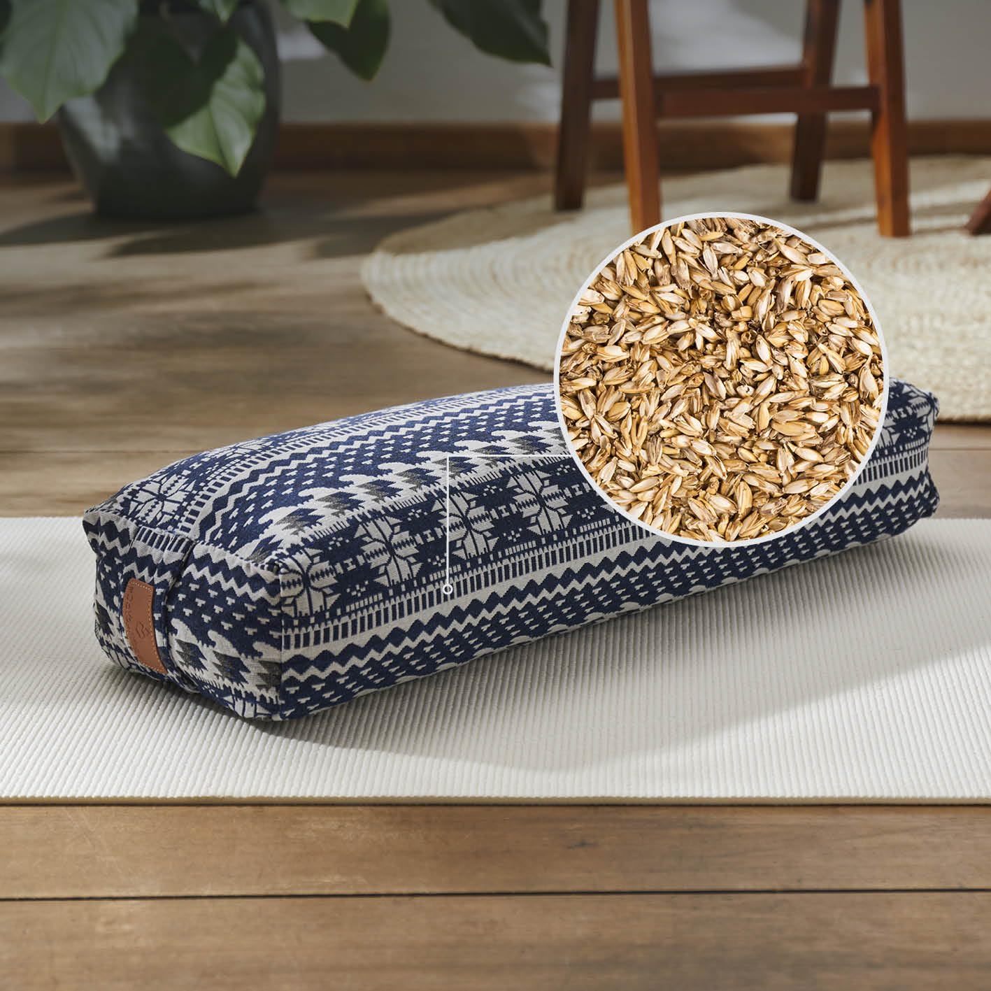 #DoYourYoga Poduszka do jogi »Paravati« 67 cm x 13 cm, wypełniona ekologiczną łuską orkiszową (KBA lub ekologiczną łuską gryki (KBA (kod typu pojazdu), poduszka do jogi z poszewką nadającą się do