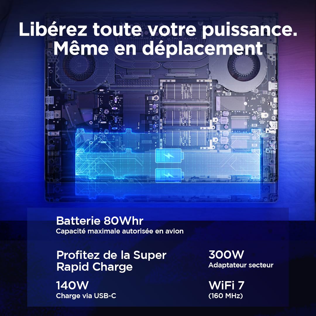 Lenovo Legion Pro 5 16IAX10H - Ordinateur Portable Gaming 16'' OLED WQXGA 165Hz (Intel Ultra 7 255HX, RAM 32Go, SSD 1To, NVIDIA RTX 5070 8GB, Windows 11) Clavier rétroéclairé en Blanc AZERTY - Noir