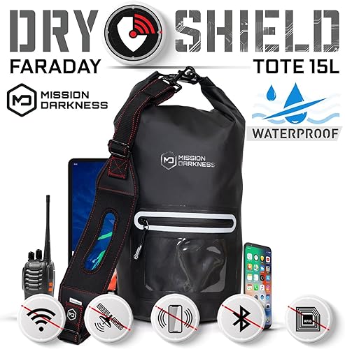 Miniatura 2 de Mission Darkness Dry Shield Faraday Tote 15L // Bolsa seca impermeable para seguridad y transporte de dispositivos electrónicos // Bloqueo de señal,