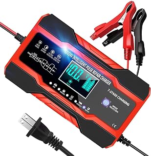 Smart Car Battery Trickle Charger Maintainer, 12V/10A 24V/5A Automatic Intelligent Battery Charger w/Temperature Compensation,Quick Charger Pack for Automotive Truck Motorcycle Mower SUV -Pulse Repair