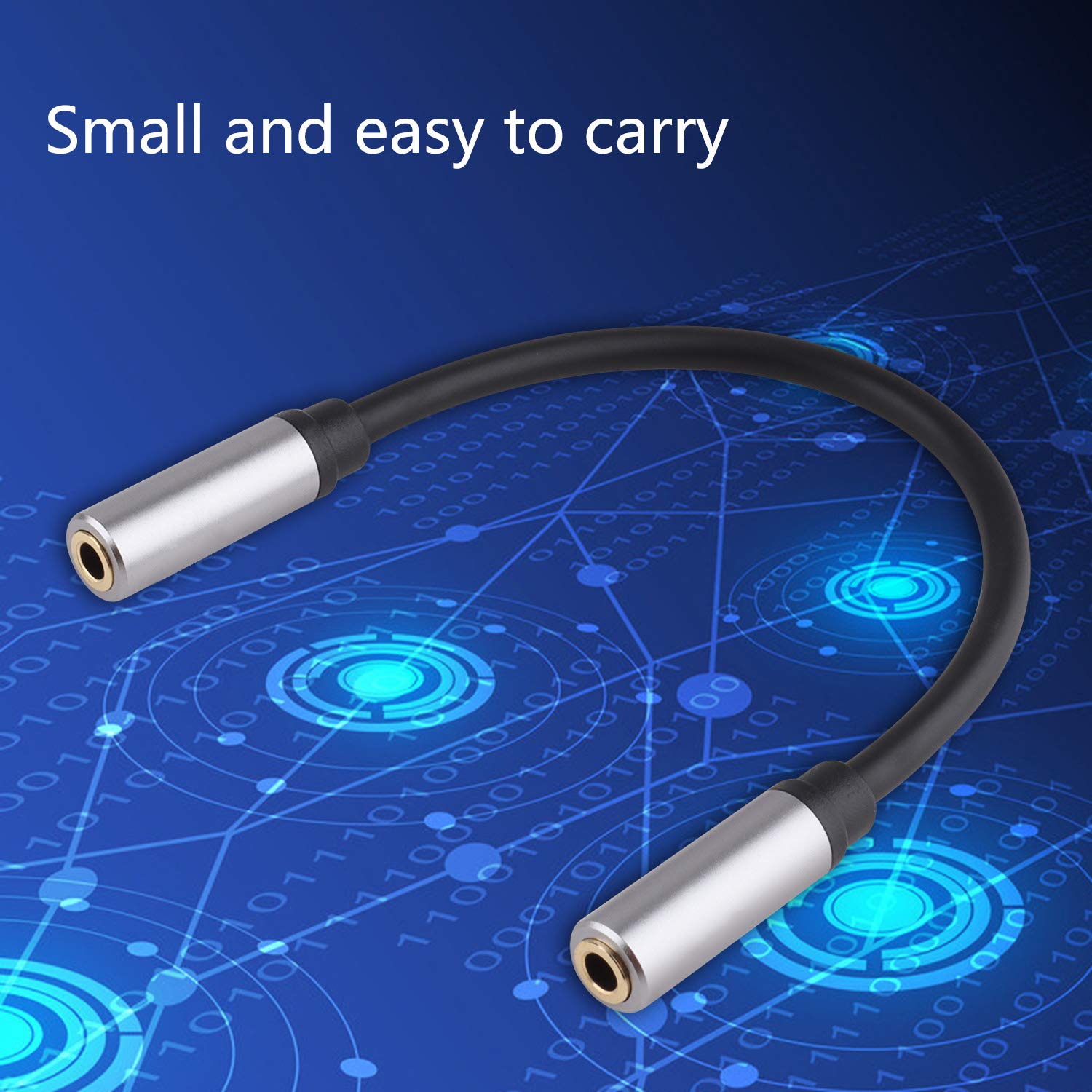 3,5 mm Buchse auf Buchse Adapterkabel TRS Stereo Audio AUX Stecker Cod für Kopfhörer, Auto, HiFi – 15 cm (6 Zoll) (grau)