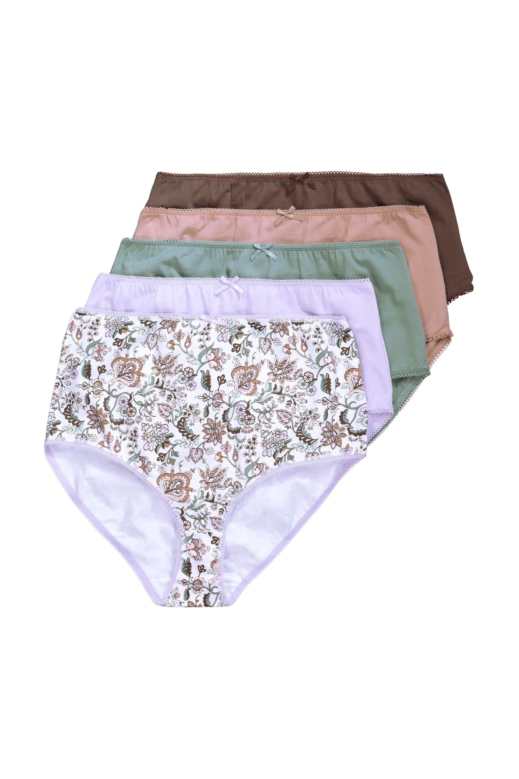 Ulla Popken Damen große Größen Übergrößen Plus Size Maxislips, 5er-Pack, Paisleymuster/einfarbig 834587