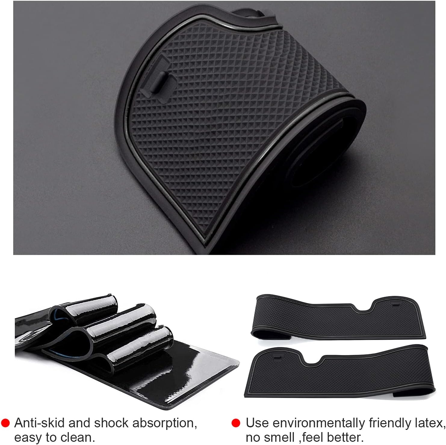 LFOTPP Car Non-Slip Interior Door Gate Slot Mats for 2021+ Trailblazer, Cup Holder Pads Groove Mat Cushions Rubber Mat (Black Colored Trim)