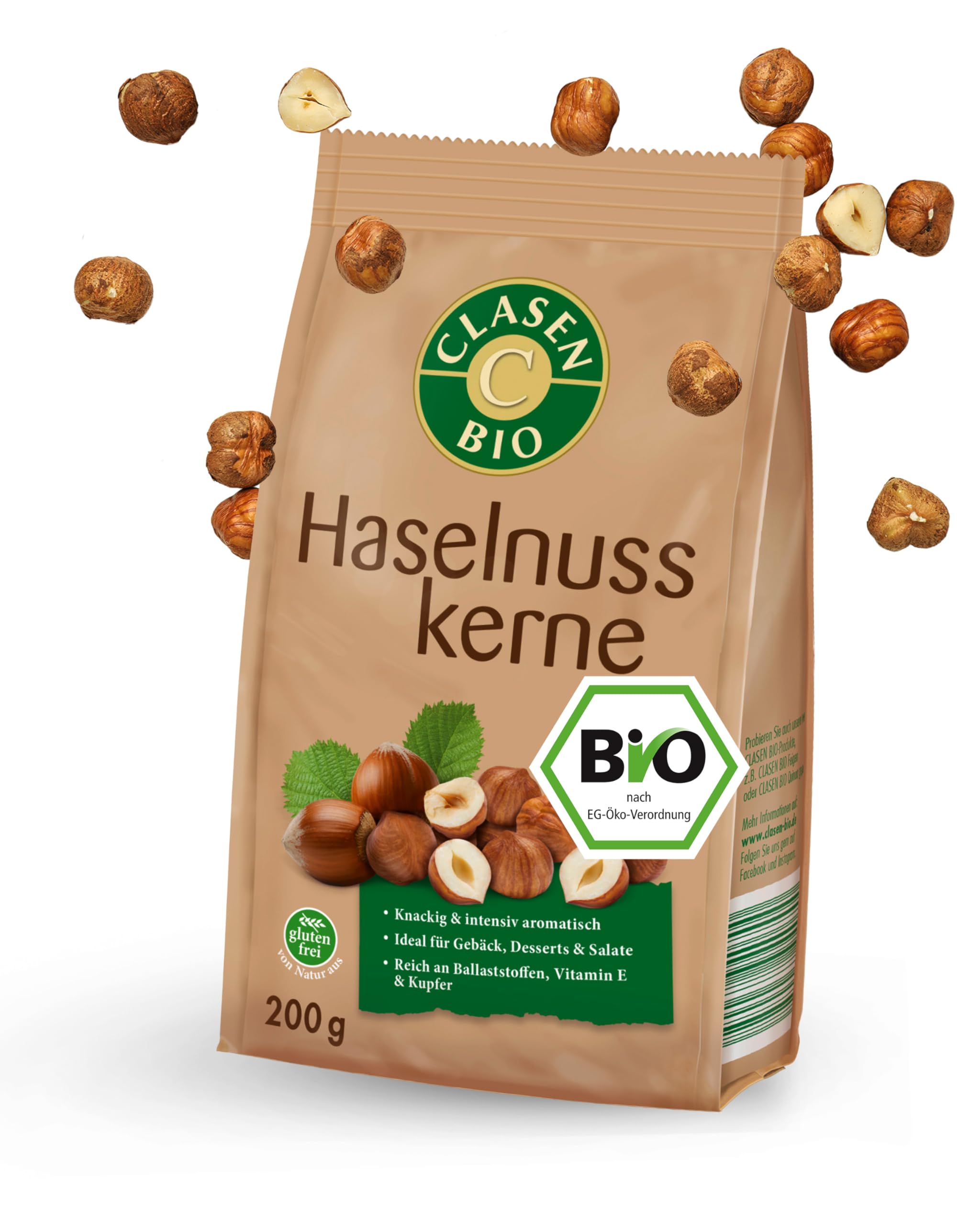8x CLASEN BIO Haselnusskerne ohne Schale- 200g