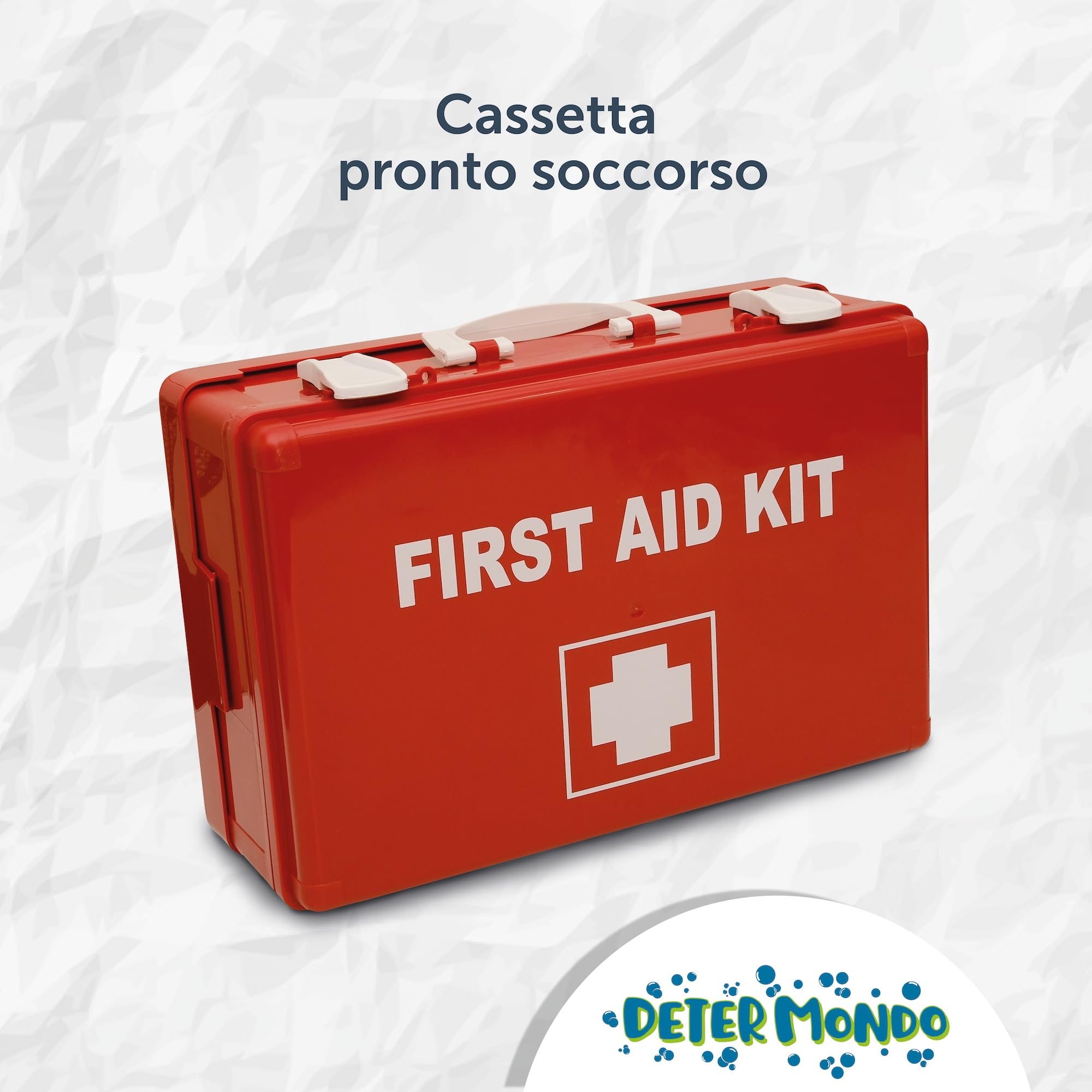 DETERMONDO Kit Pronto Soccorso con Allegato 1 Conforme al DM 388/DL81 per Aziende oltre 3 Dipendenti Cassetta Rigida con Staffa da Muro Formato Professionale Made in Italy