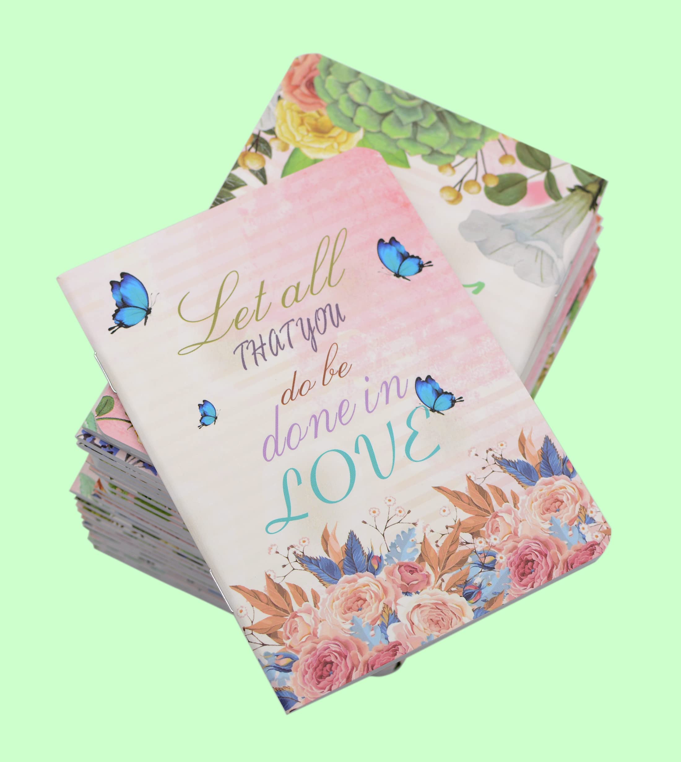 Inspirierende Mini-Notizblöcke mit Blumenmuster, Happy Journal, kleine Notizbücher, Großpackung für Party, Büro, Zuhause, Kollegen, Reisen, Geschenk, Zubehör (100 Stück, 8 Stile, florales inspirierend