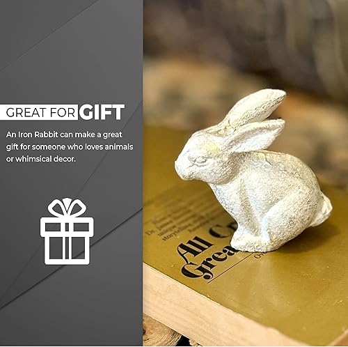 Miniatura 4 de Conejito de hierro pequeño, estatuaestatua de conejito hecho a mano, decoración perfecta para la mesa del hogar, oficina, escritorio, figura de