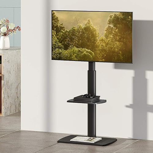 Miniatura 4 de FITUEYES Soporte de TV de suelo para dormitorio, sala de estar, soporte de TV de esquina alto para televisores de 32, 37, 43, 50, 55, 60, 65, 70