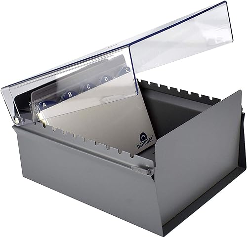 Miniatura 4 de Acrimet Caja organizadora de archivos de tarjetas de 5 x 8 pulgadas, base de metal resistente (tarjetas de índice AZ y divisor incluidos) (color