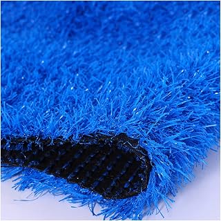 Césped artificial sintético de tamaño personalizado en color azul para patios traseros y áreas de juegos de bricolaje. Césped para exteriores sin pelusa, opción decorativa coloreada y cortab