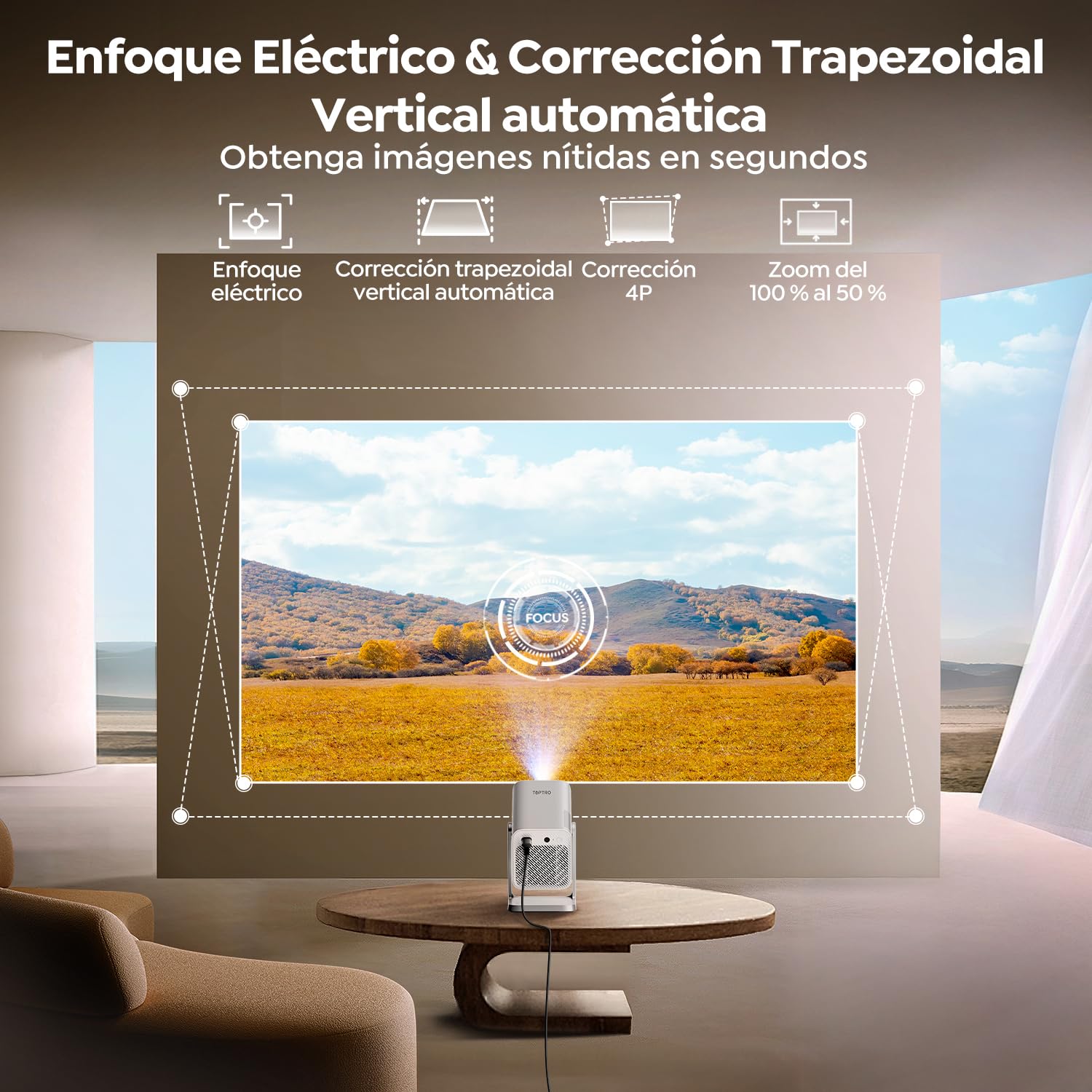 Proyector【Compatible con Netflix/Apps Integrada/Dolby】 Smart Proyector 4K 700ANSI Auto Enfoque/Keystone Tiro Corto, ProyectorPortátil 1080P Giratorio 360° WiFi6 Bluetooth5.2 para Cine en Casa