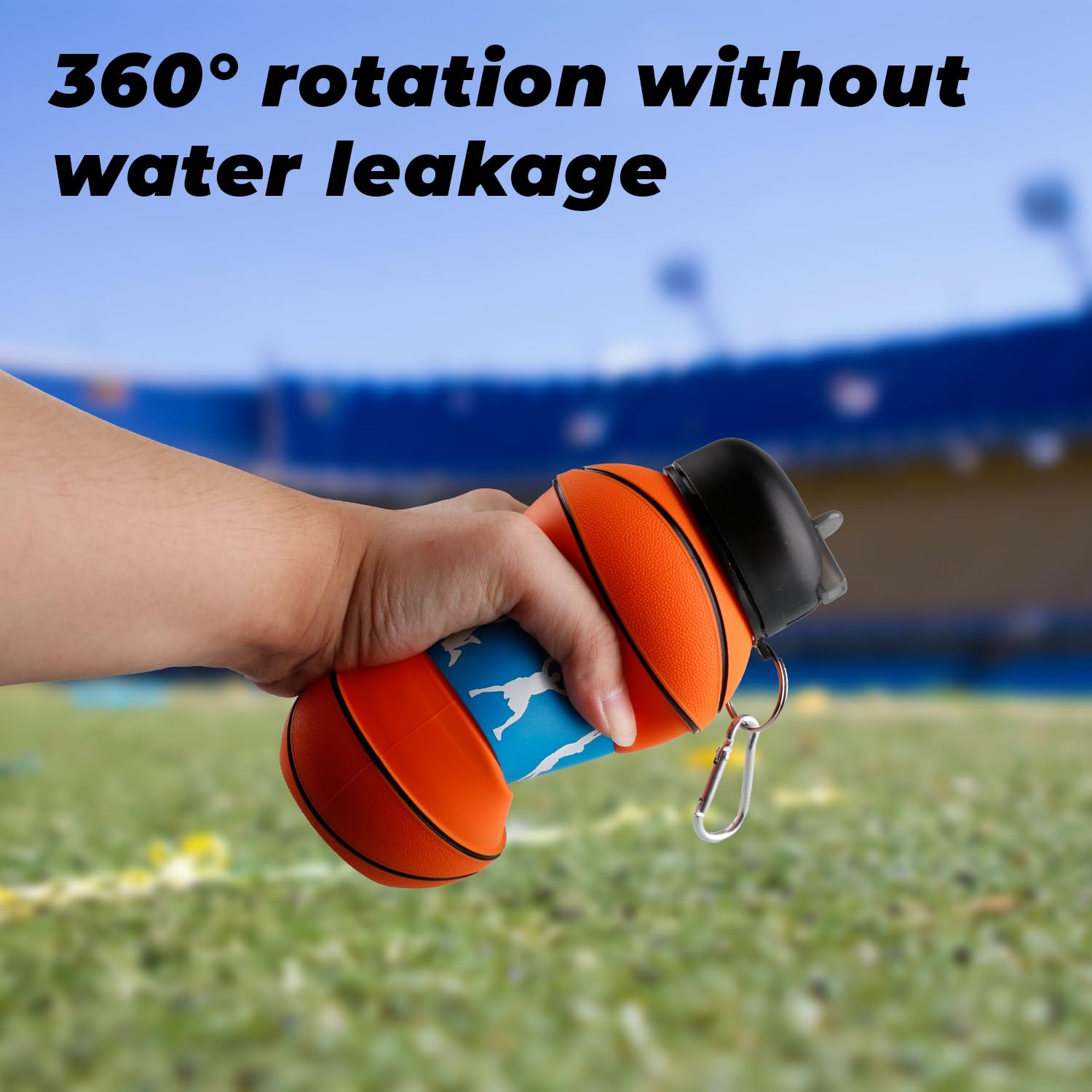 Thyonta 550ml Silicone Collapsible Ball-Shaped Water Bottle Leak-Proof and Impact-Resistant Design Portable and Durable Sports Cup for Outdoor Activities (Basketball) - Image 4