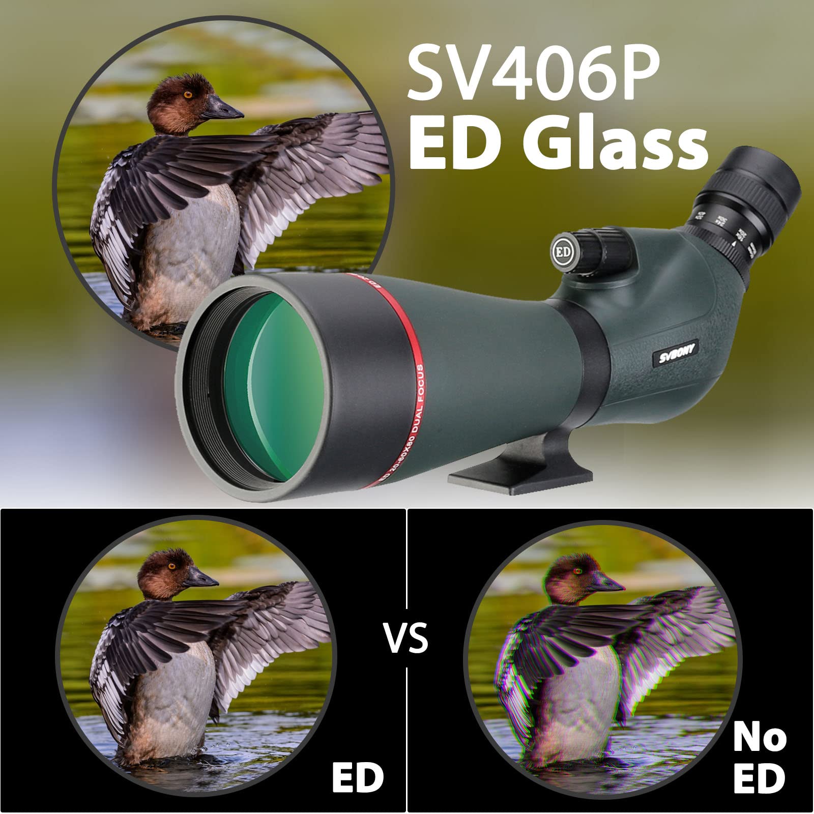 Svbony SV406P 80ED Spektiv mit 2MP WiFi Kamera, Dual Fokus, Austauschbares 1,25 Zoll Astronomie Okular, ED Glas BaK4 Prisma FMC Optik wasserdichte Spektive für Vogelbeobachtung