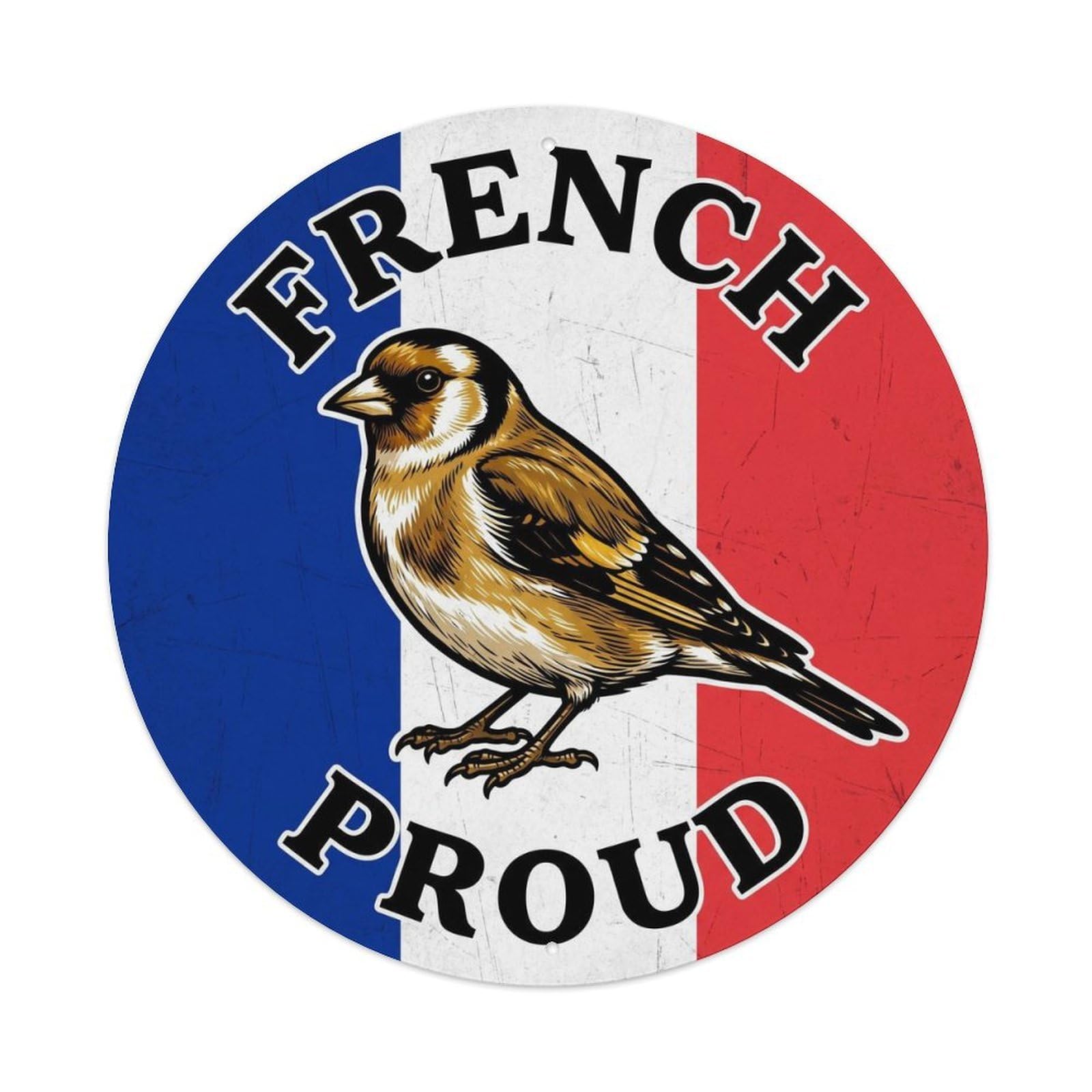 Olhnbad Style French Proud Goldfinch Bird Wildlife National Emblem Metal Tin Sign