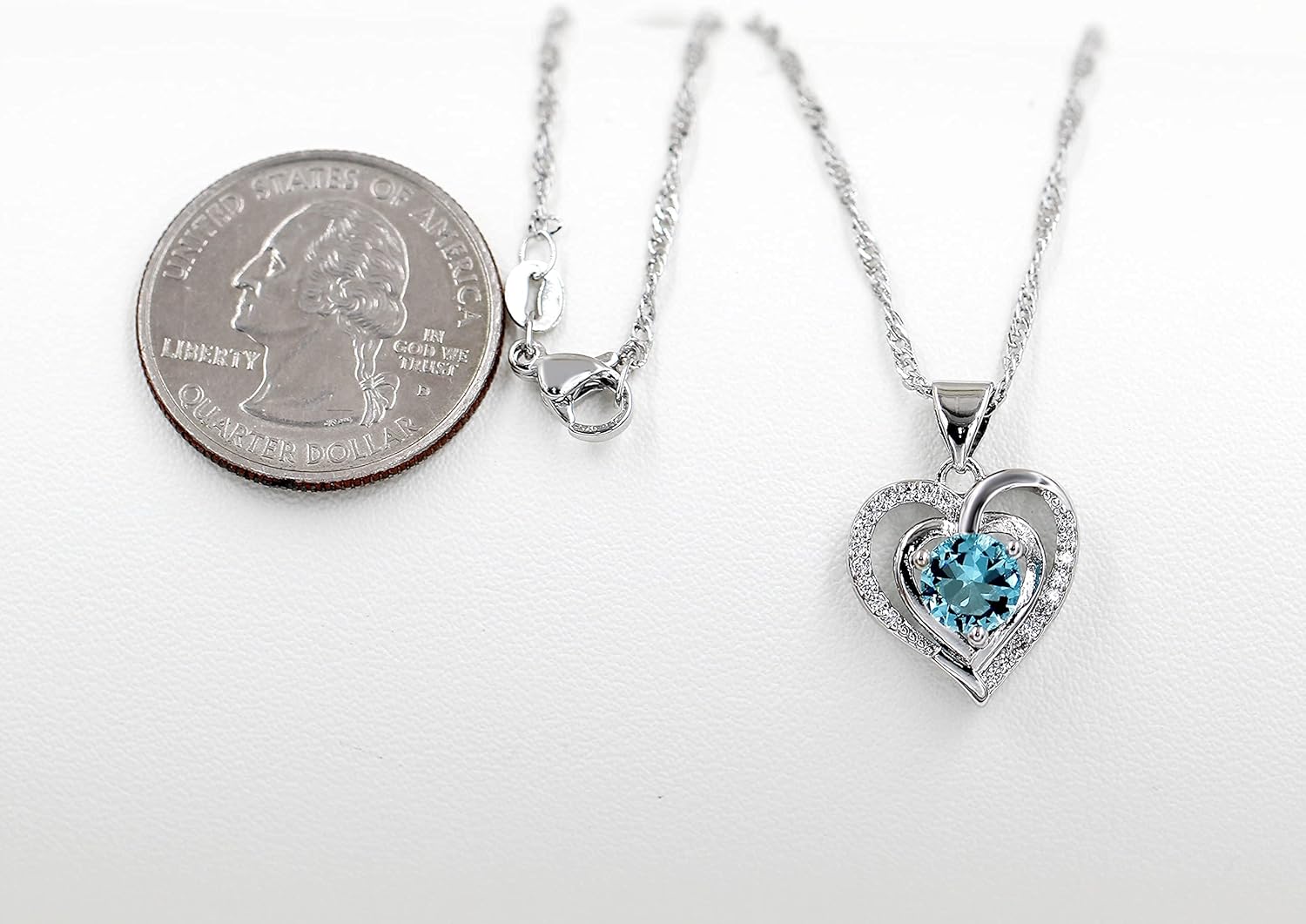 Uloveido Platinum Plated Crystal Heart Pendant Necklace Cubic Zirconia Double Heart Necklaces for Women Y1063 - Image 5