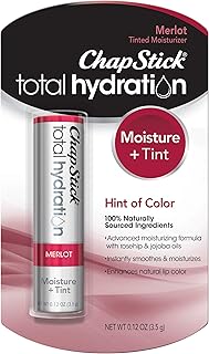 ChapStick Total Hydration (Merlot Tint, 1 Blister Pack of 1 Stick) Tinted Moisturizer, 100% Natural Lip Color and Lip Trea...