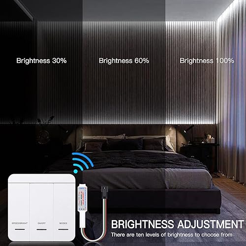 Miniatura 5 de CHNMALITAI Tira de luces LED que fluyen de agua corriente de 33 pies, 24 V 6500 K, cinta LED regulable con control remoto, tira de luces LED blancas