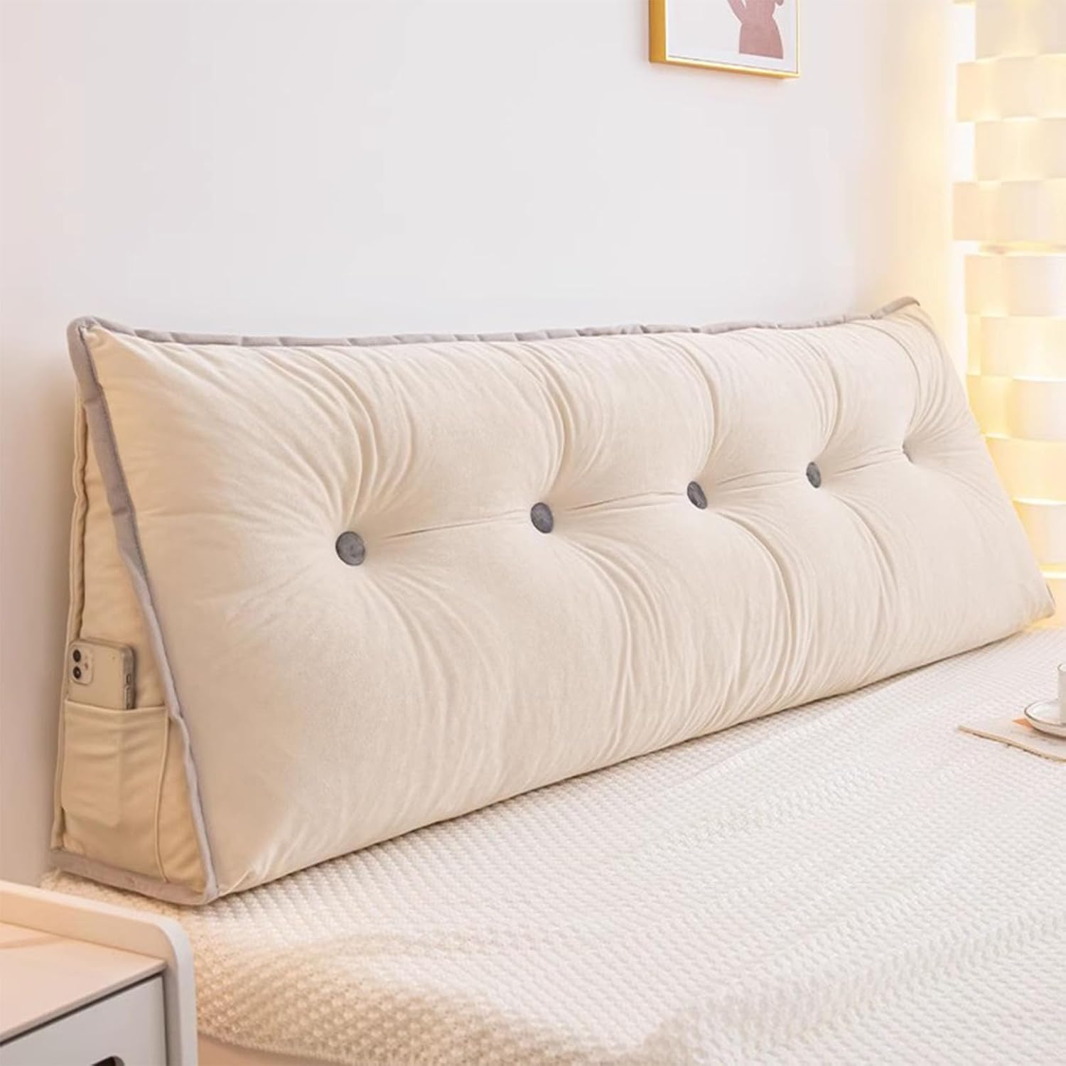 大型ヘッドボード枕、ヘッドボードウェッジ枕、ベッドレスト読書枕、ボルスター三角形、ベッドに座るための背もたれポジショニングサポートロ