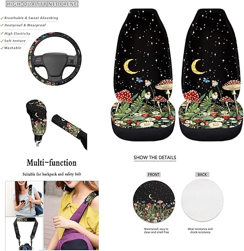Miniatura 10 de Boho Flowers - Juego de 11 accesorios para el interior del automóvil, funda de asiento de automóvil, funda suave para cinturón de seguridad, funda