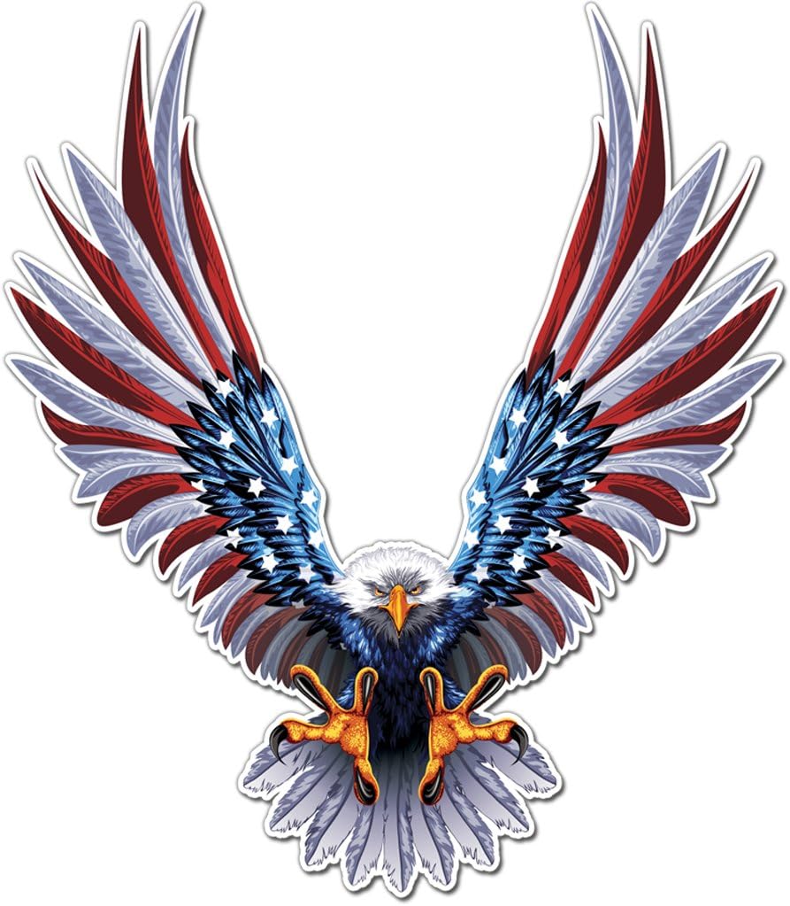 Bald Eagle American Flag Sticker/Decal - 6" x 6.75" 1 Pack CBG-STK-01