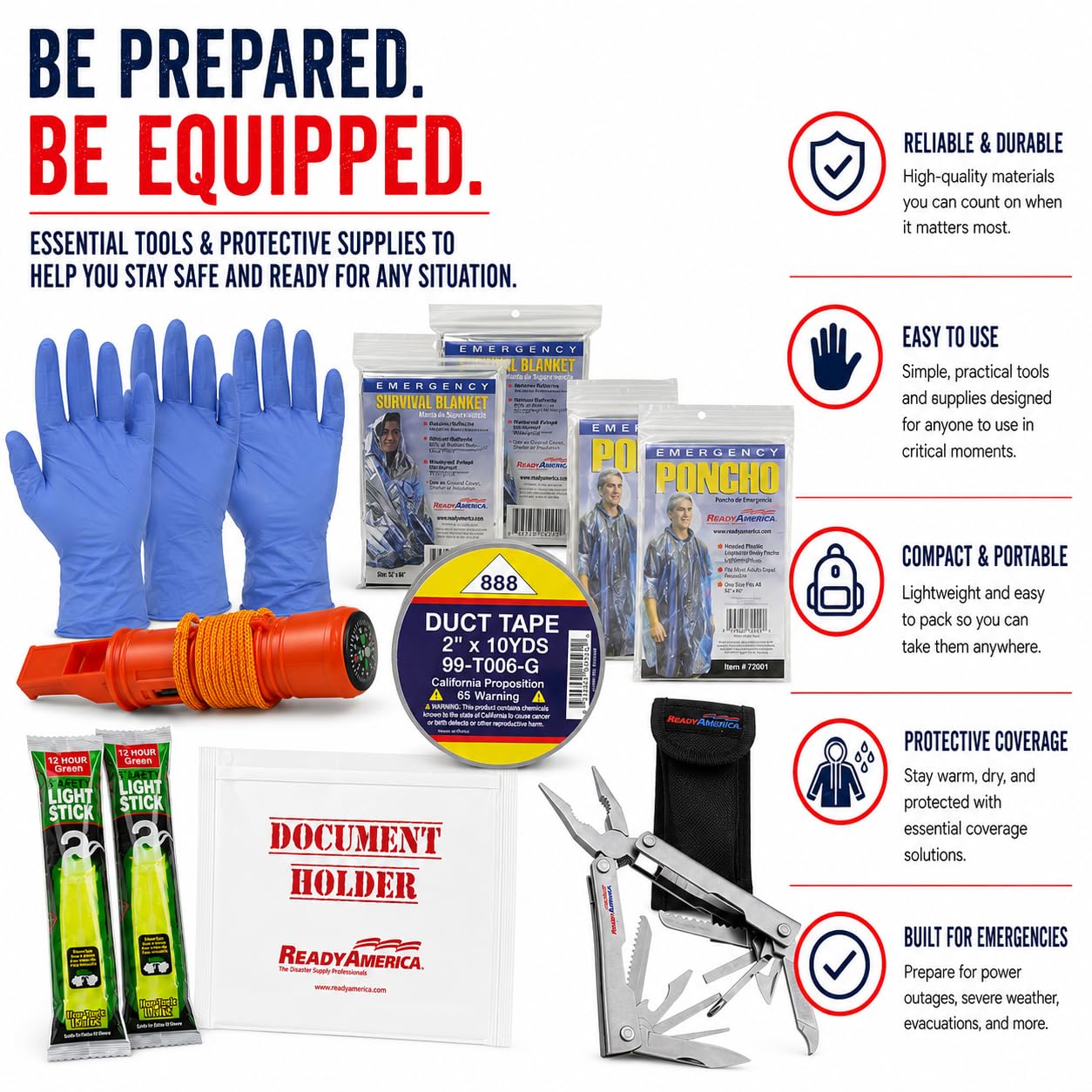 Ready America 70285 2-Person 3-Day Deluxe Emergency Backpack | Premium Survival Kit w Food Water Medical Supplies Tools Blankets & More Disaster Prep Earthquake & Home Safety product thumbnail 7