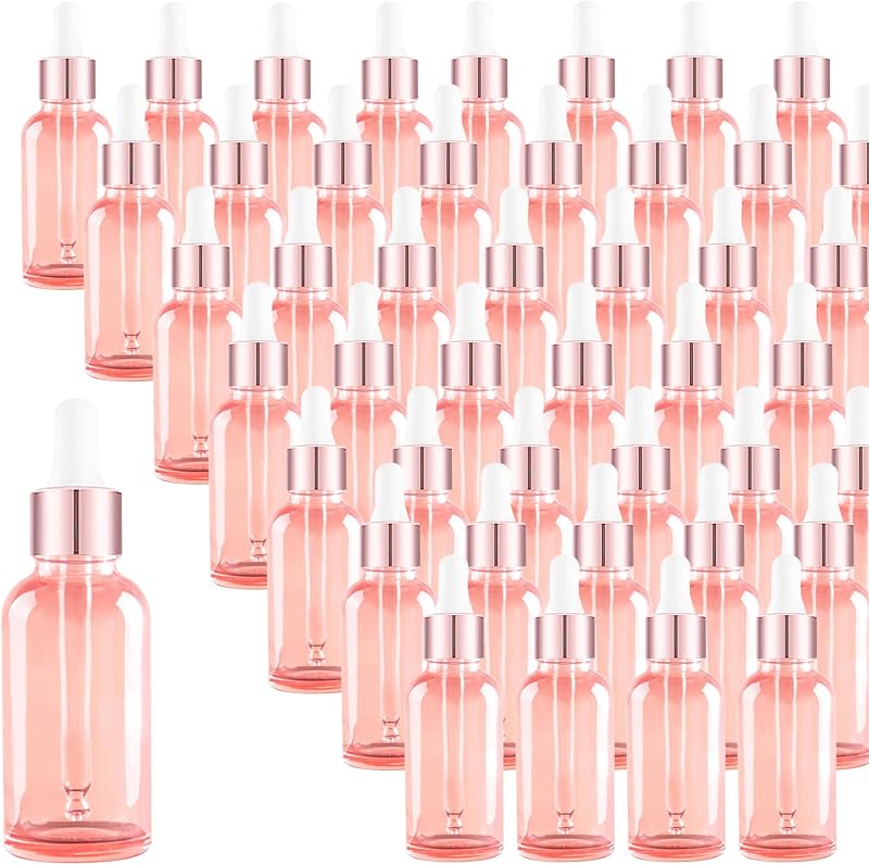 Easeen Frascos de Vidro Rosa com Conta-gotas, 30 mL, Pacote com 48