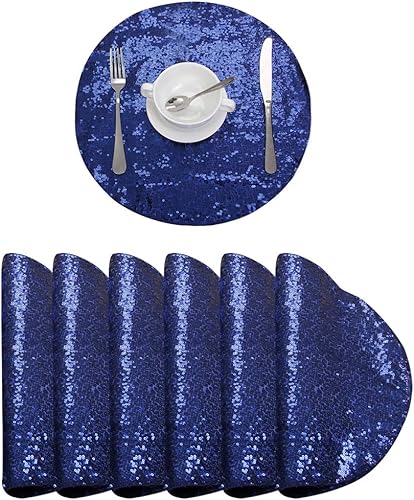 Miniatura 14 de Juego de 6 manteles individuales de lentejuelas, resistentes al calor, manteles individuales resistentes a las manchas, elegantes manteles