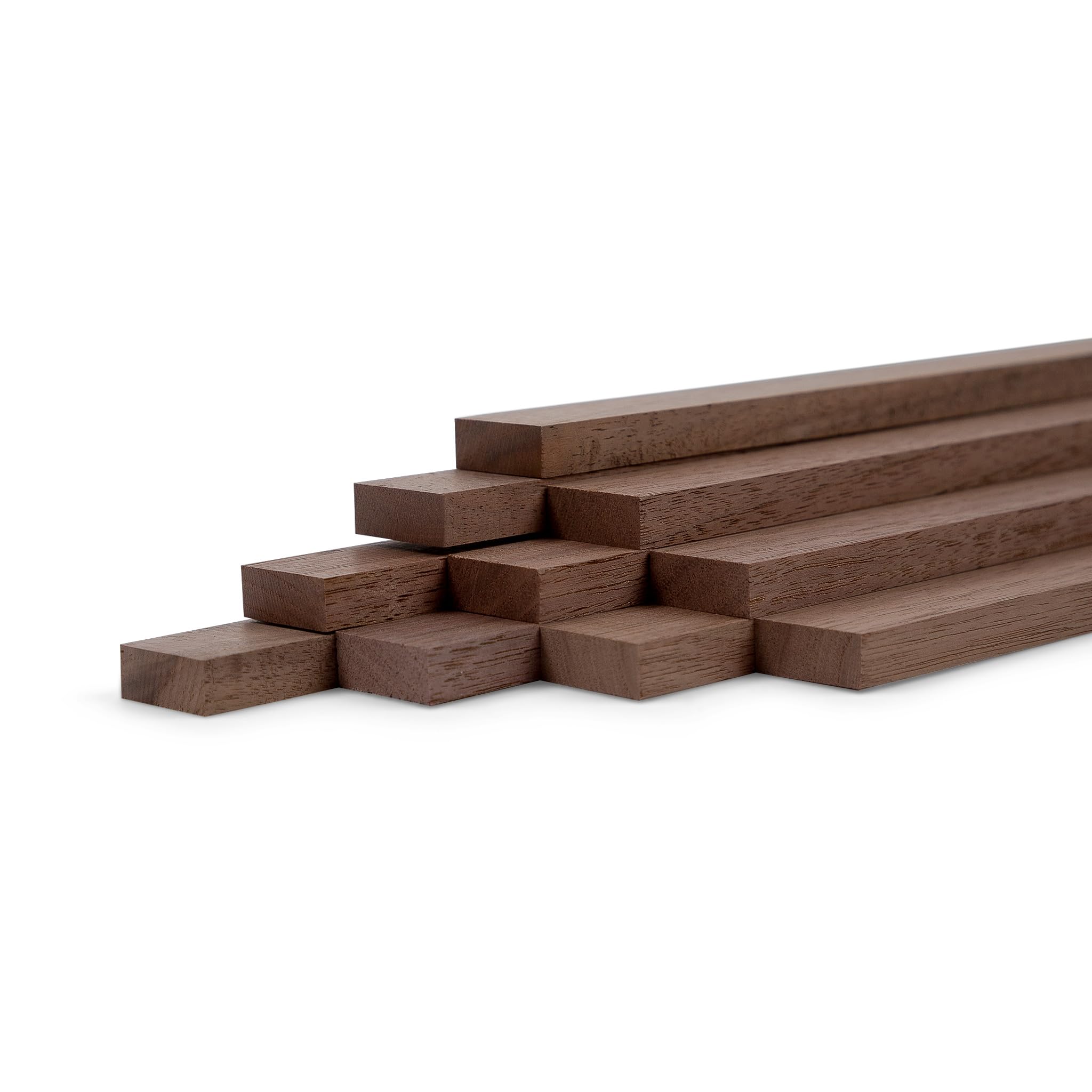 10er‑Set Holzleisten Nussbaum gehobelt 500 × 25 × 8 mm – Massivholzleisten naturbelassen & verleimfertig – für Möbelbau & Innenausbau