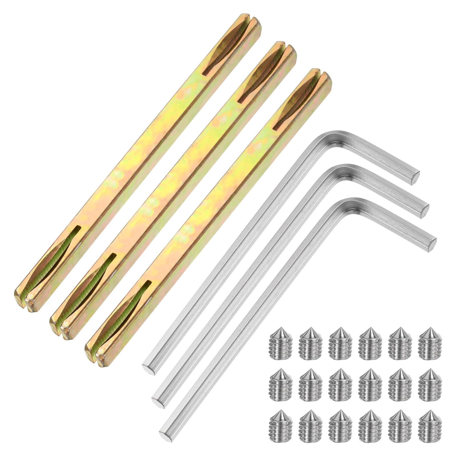 sourcing map 3Pcs Door Knob Spindle, 130mm Long Spare Door Handle Spindle Bar with Hex Screws & Wrench, Square Doors Handles Lock Replacement for Furniture Assembly, DIY Projects, Gold