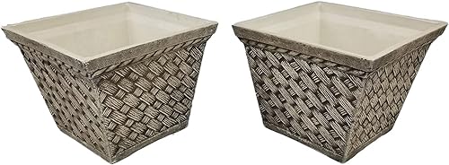 Exaco FM-SBWP - Juego de 2 macetas cuadradas medianas de piedra arenisca lavada