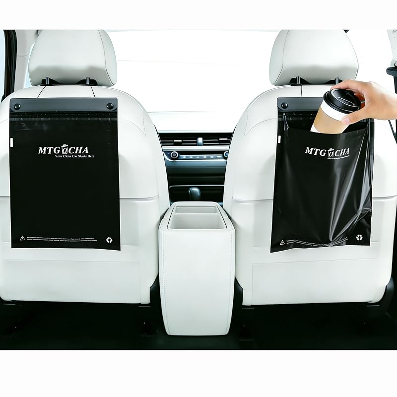 Sacos de Lixo Descartáveis para Carro MTGOCHA, Pretos, com Cordão Elástico e Faixa Adesiva, 40 unidades