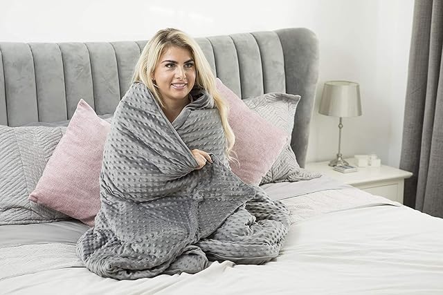 Hartann Ltd. Premium Kids & Adult Weighted Blanket & Removable Cover | 6.8Kilogram | 203x152| Double Bed| Premium Glass Beads | Cotton/Minky