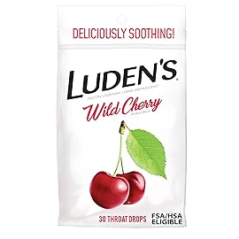 Luden\'s Sore Throat Relief Lozenges for Minor Everyday Irritation & Dry Mouth, Wild Cherry Flavored Drops, 30 Count