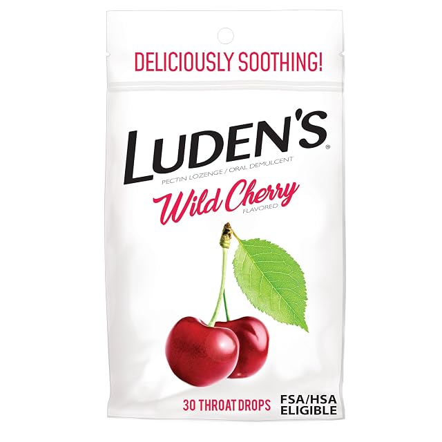 Ludens Sore Throat Relief Lozenges for Minor Everyday Irritation Dry Mouth Wild Cherry Flavored Drops 30 Count