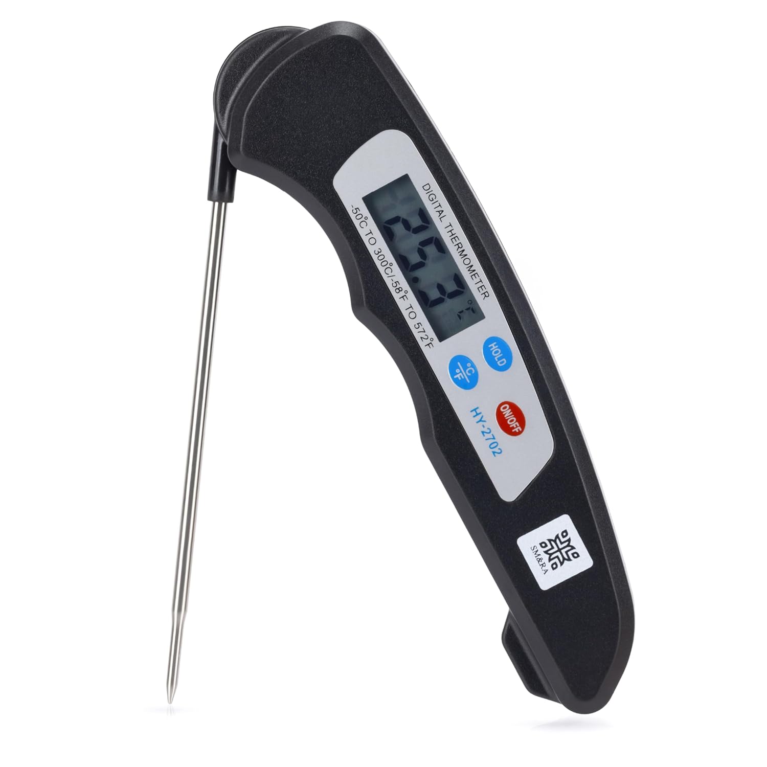 Folding Digital Kitchen Thermometer with Display – Food Thermometer for Grill, Oven, Barbecue