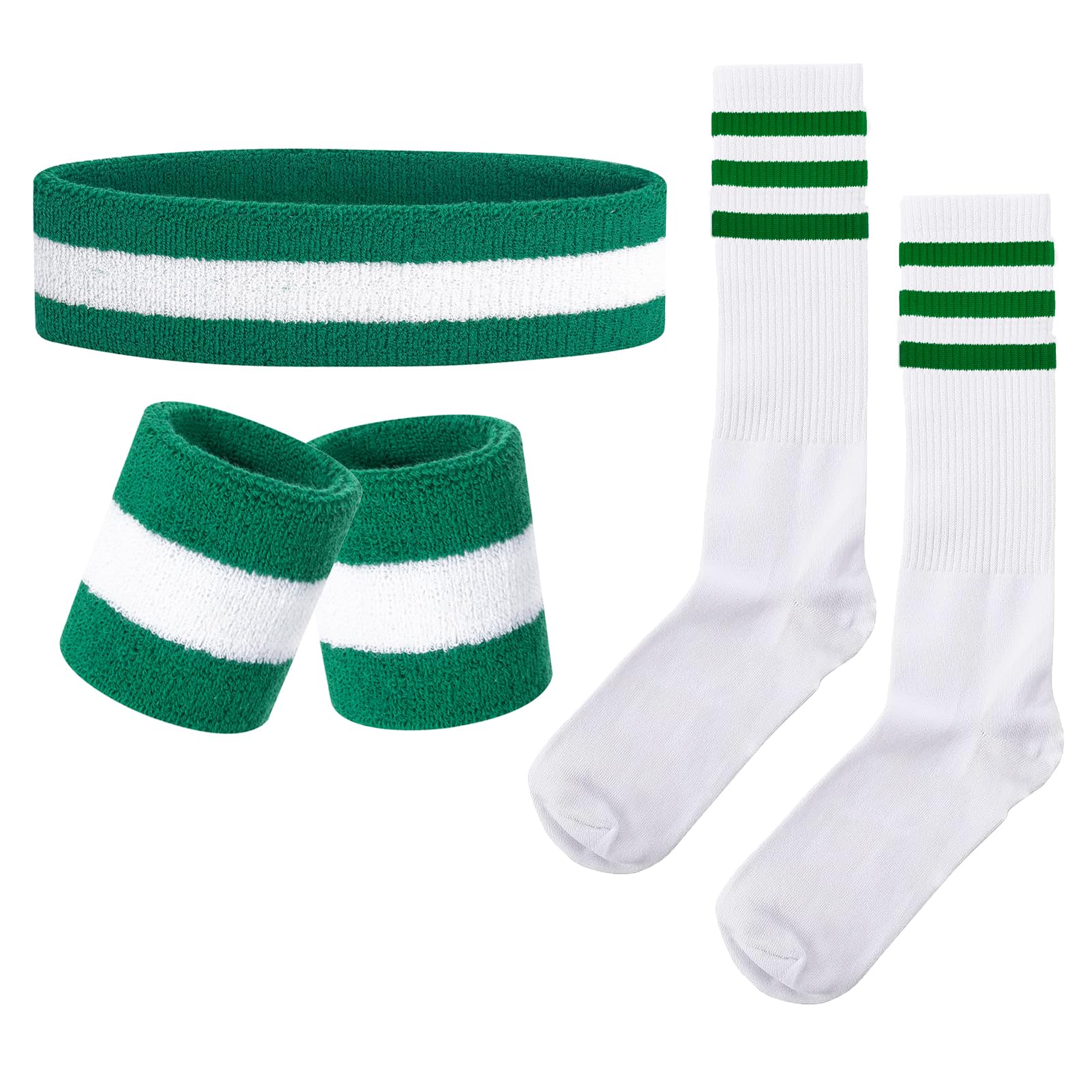 Fasce per il sudore a righe set 80 fasce per il sudore anni '90 per costume da polso fasce per il sudore per uomini e donne fasce sportive anni '80 fitness