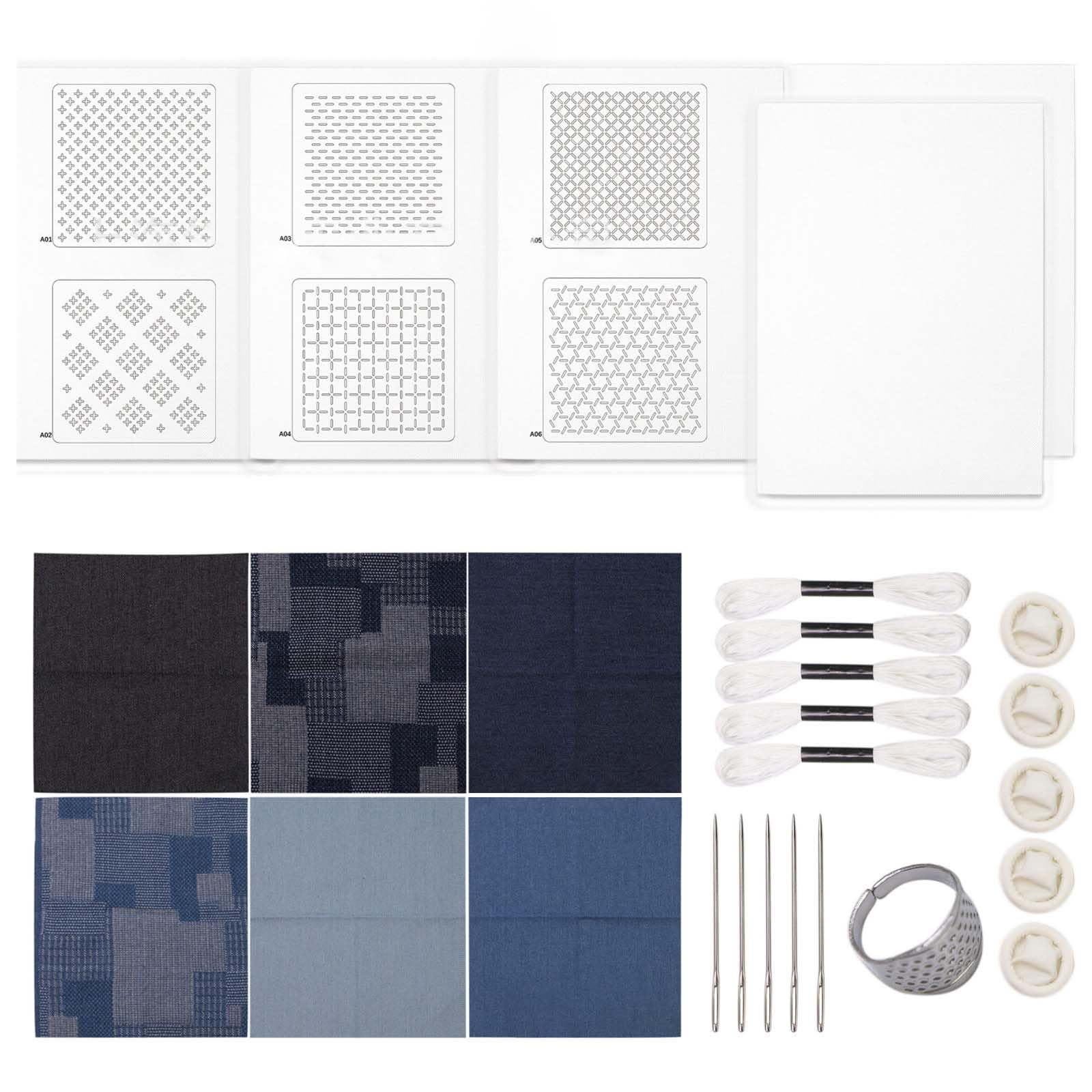 Hsioluted Embroidery Set, Including Jeans Fabric Water Soluble Embroidery Stabilizer, Thread Needle Stitching