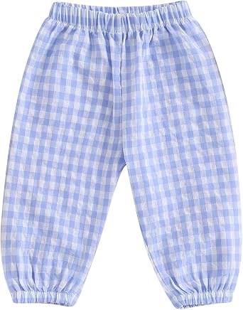 Toddler Checkered Pants Baby Girl Boy Elastic Waist Jogger Pants Kids Casual Plaid Trousers Infant Long Sweatpants