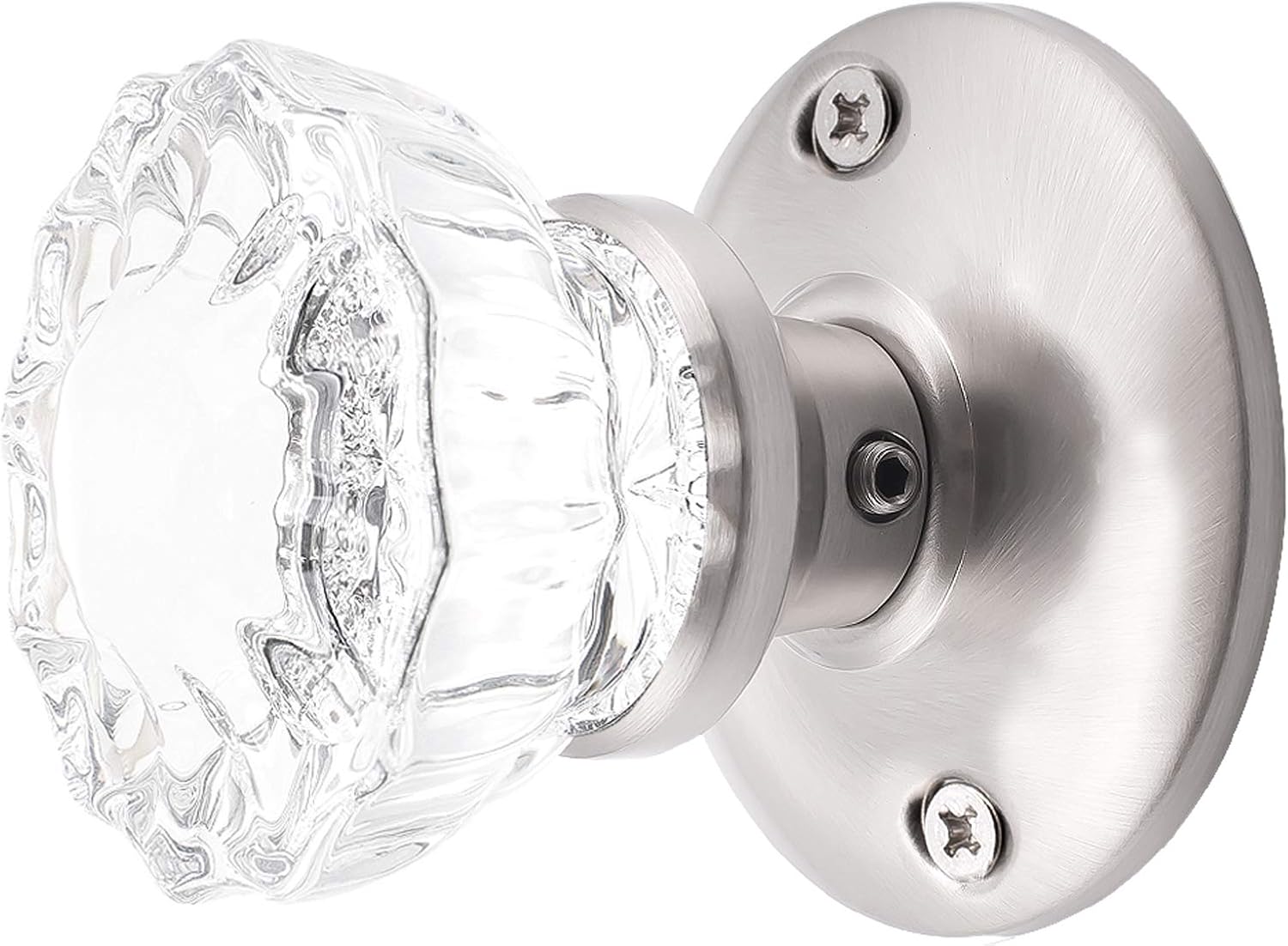 Rousso's Reproduction Crystal Antique Brushed Nickel (Pewter) Surface Mount Single Dummy/French Door Knob