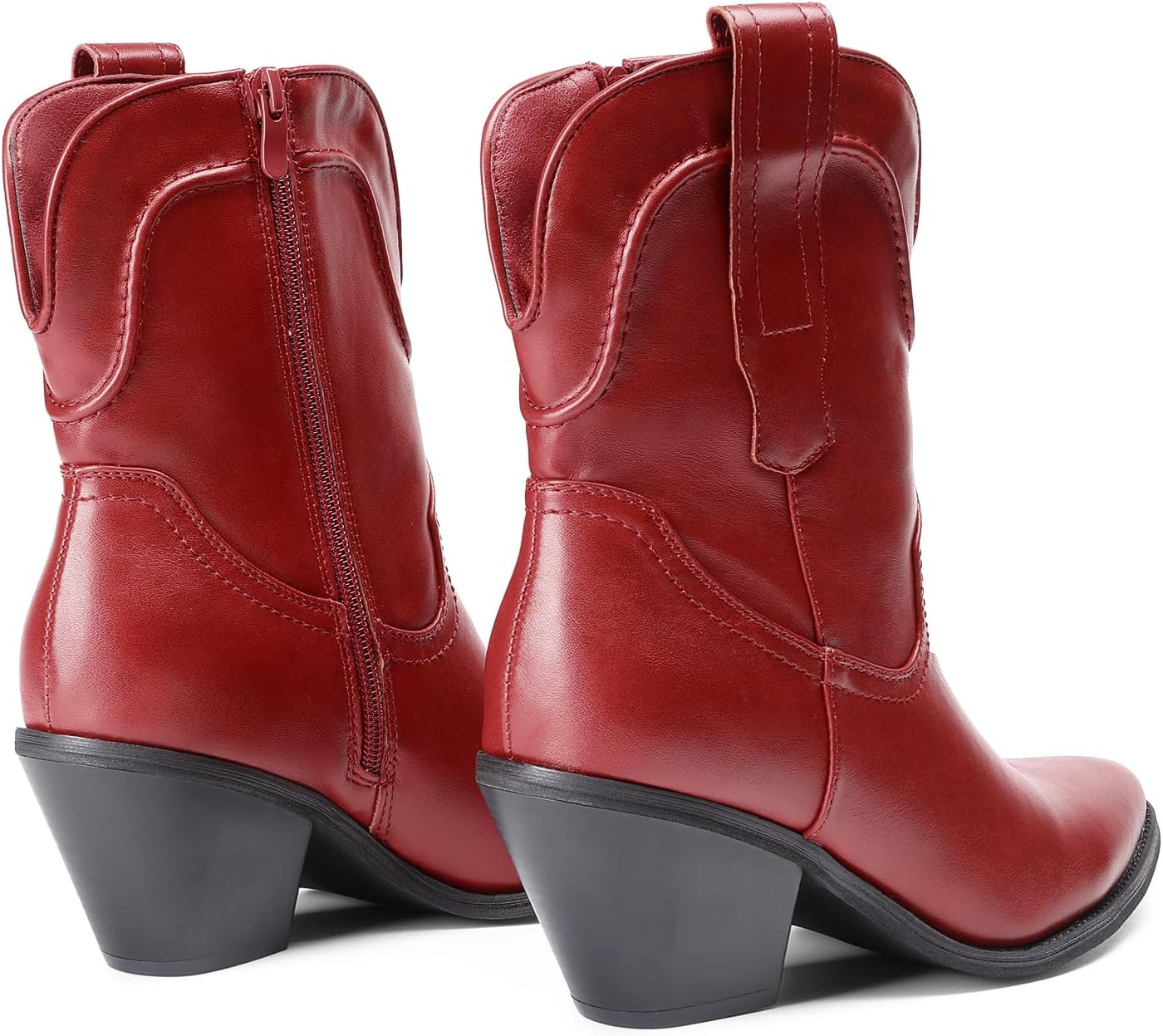 DREAM PAIRS Women's Cowboy Ankle Boots Western Booties Low Heel Pointed Toe Cowgirl Boots - Image 3