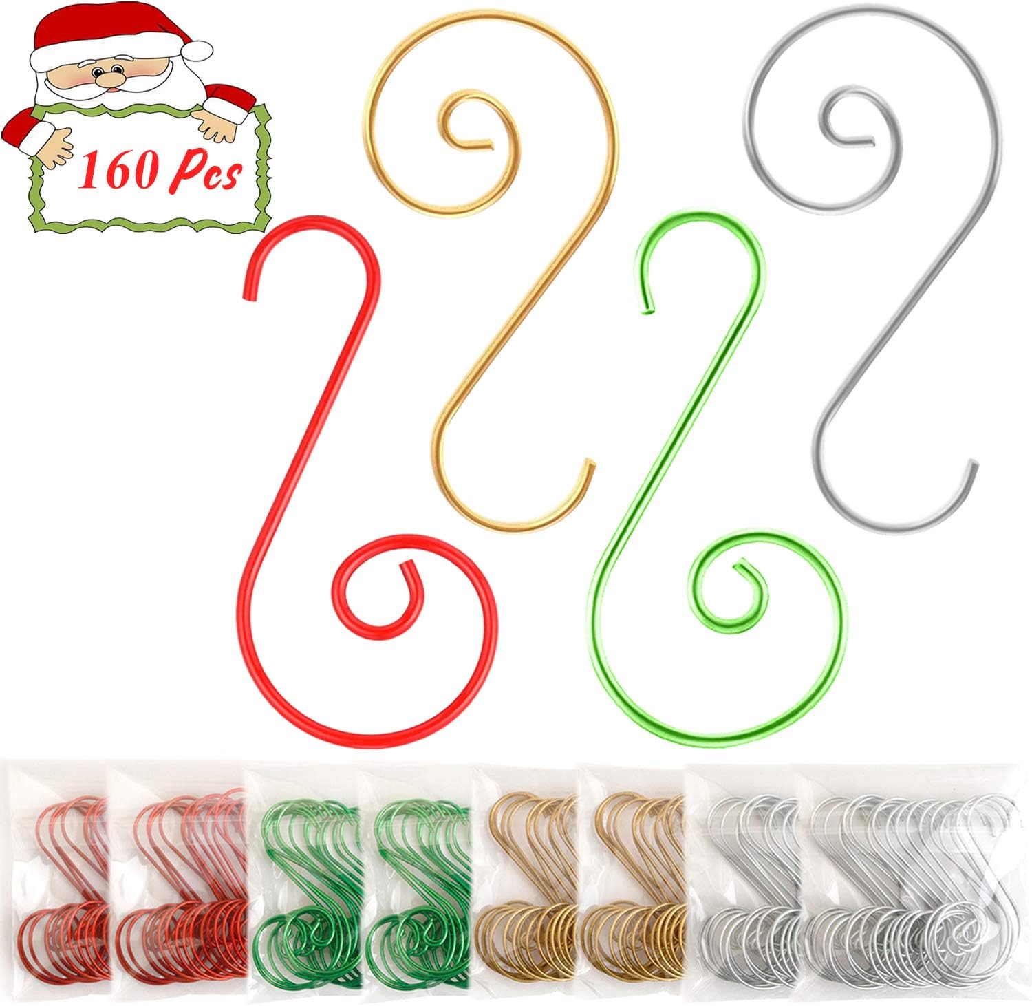 Jyukan Christmas Ornament Hooks 160 Pcs Christmas Tree