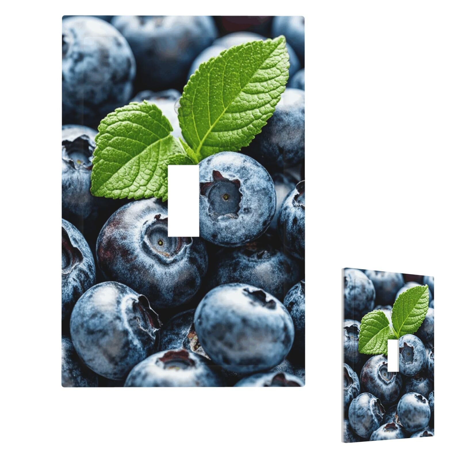 Fodpand Style T Light Switch Cover Delicious Blueberries Wall Plate 1 Gang Switch Plate Covers Decorative Outlet Cover Electrical Receptacle Faceplate For Bathroom Kitchen Decor Wall Plates 5" X 3"