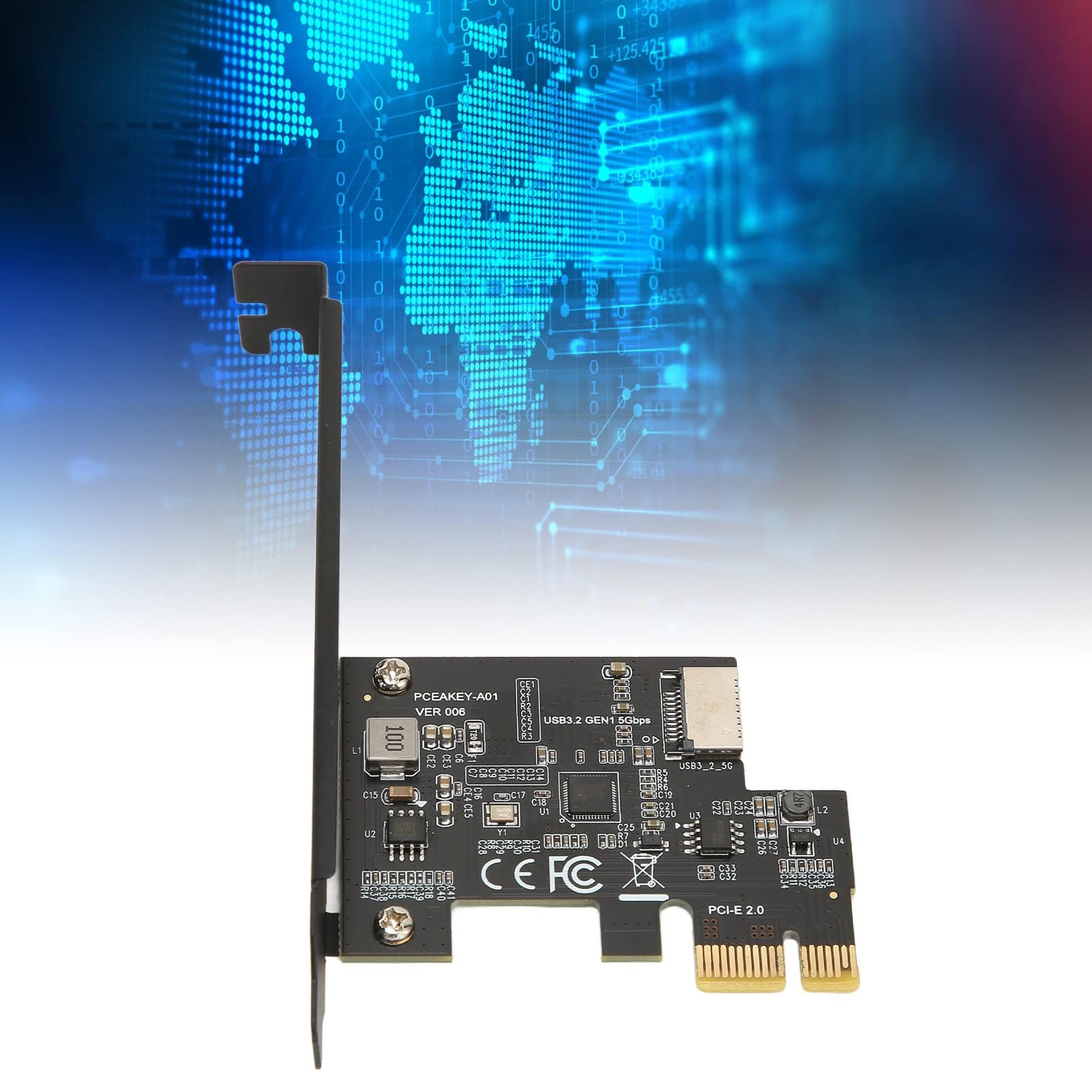 Carte D'extension PCI E vers USB 3.2, Carte Riser de Connecteur de Panneau Avant avec Interface USB3.2 Gen1 USB3.2 Gen1 Type E 20 Broches, clé USB3.2 Gen1 5 Gbps A Adaptée pour Le