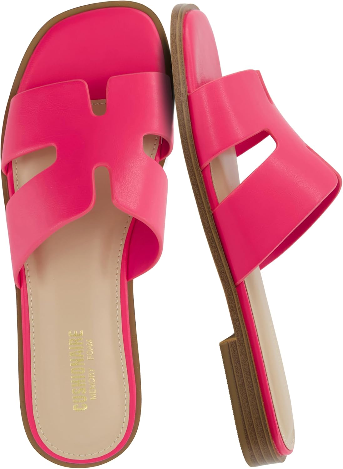 CUSHIONAIRE Voyage Cutout Strap Slides for Women, Slip On Summer Flats, Trendy Footwear, Comfortable Vacation Style Sandals for Women 2025