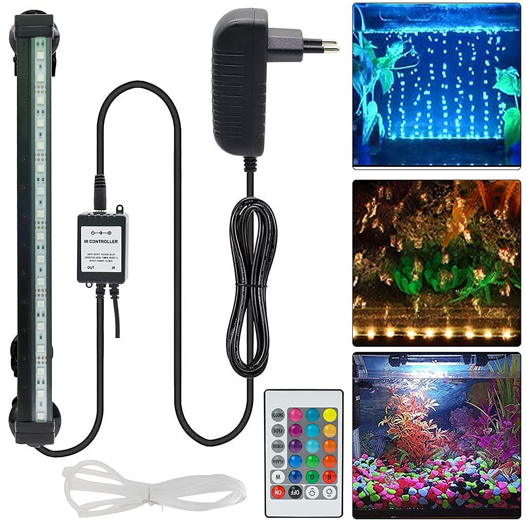 Qpets® Aquarium air Bubble Light, RGB LED Fish Tank Light with 16