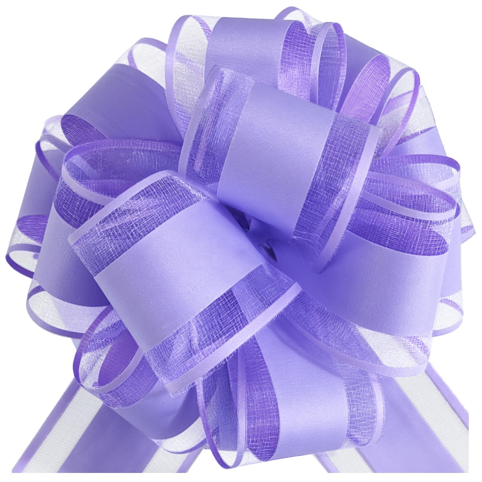 HHXUUAN Large Gift Wrap Macaron Light Purple Pull Bows with Clear Instructions.6pcs 6 InchDurable Organza Ribbon Bow for Hampers, Baskets, Wedding, Birthday & Present Decorations