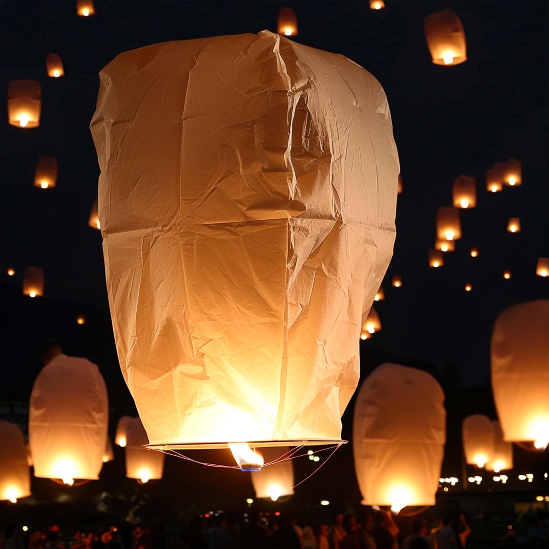 Sky And White Wedding Lanterns 10pc White Sky Lantern Party